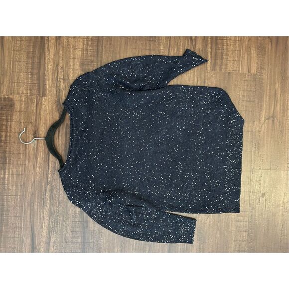 Talbots Navy Blue Sequin Knit Holiday Sweater, Size Small - Picture 5 of 6